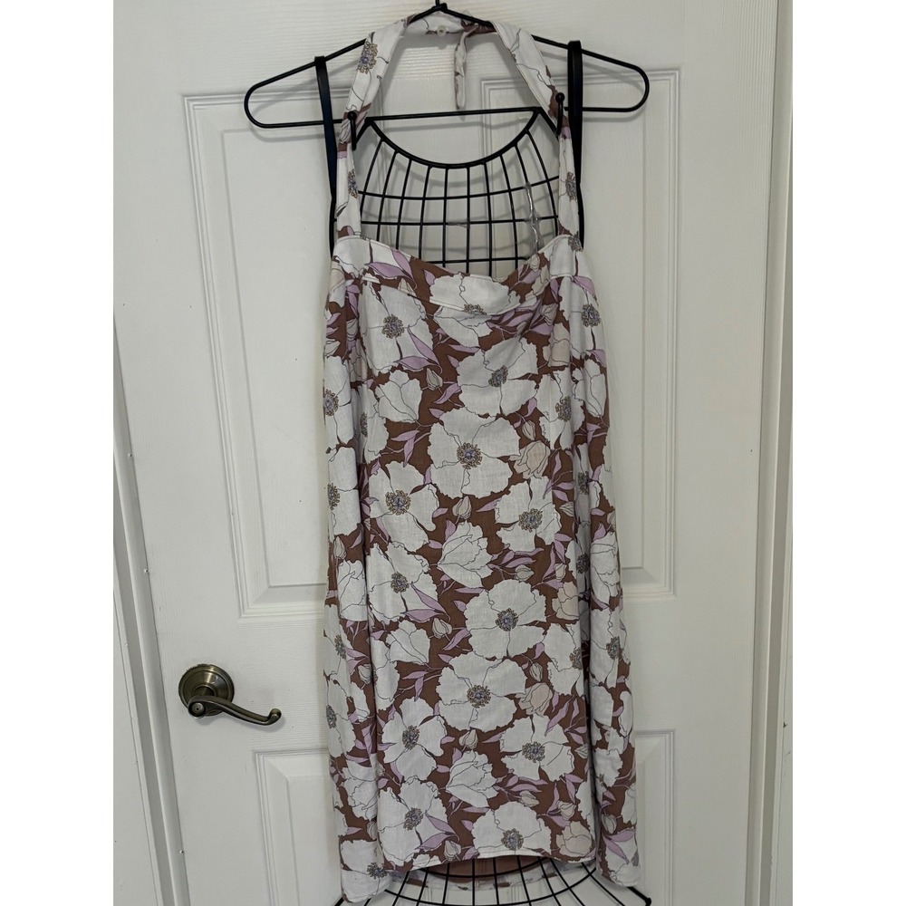 Abercrombie & Fitch NWT Linen Blend Floral Halter Midi Dress XL Tall
